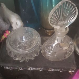 Crystal perfume and trinket box set